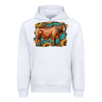 White brahman bull with aztec sunflower and leopard background Urban Hoodie - RanaPortraitStore