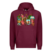 Burgundy cowgirl coffee cups Premium Hoodie - Zillion Design Studio