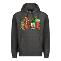 Charcoal Heather cowgirl coffee cups Premium Hoodie - Zillion Design Studio