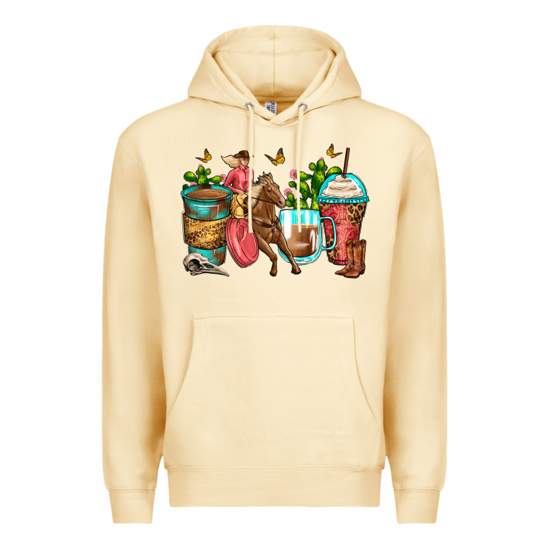 Cowgirl Coffee Cups Premium Hoodie by Zillion Design Studio | Teevron