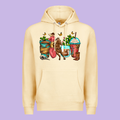 Cowgirl Coffee Cups Premium Hoodie Designed By Zillion Design Studio