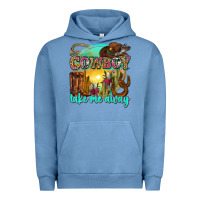 Pigment Pebble Blue cowboy take me away Urban Hoodie - Zillion Design Studio