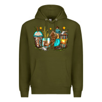 Army Green cowboy coffee cups Premium Hoodie - Zillion Design Studio