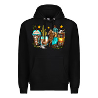 Black cowboy coffee cups Premium Hoodie - Zillion Design Studio