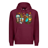 Burgundy cowboy coffee cups Premium Hoodie - Zillion Design Studio