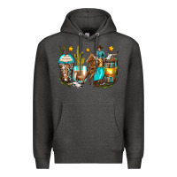 Charcoal Heather cowboy coffee cups Premium Hoodie - Zillion Design Studio