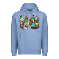 Colony Blue cowboy coffee cups Premium Hoodie - Zillion Design Studio