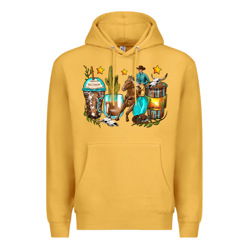 Cowboy Coffee Cups Premium Hoodie by Zillion Design Studio | Teevron