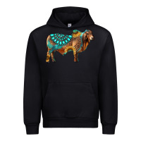 Black brahman bull gemstone turquoise and sunflower Urban Hoodie - RanaPortraitStore