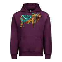 Mauve Wine brahman bull gemstone turquoise and sunflower Urban Hoodie - RanaPortraitStore