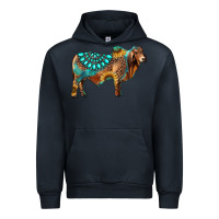 Navy brahman bull gemstone turquoise and sunflower Urban Hoodie - RanaPortraitStore