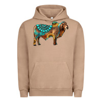 Pigment Burro brahman bull gemstone turquoise and sunflower Urban Hoodie - RanaPortraitStore