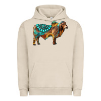 Pigment French Oak brahman bull gemstone turquoise and sunflower Urban Hoodie - RanaPortraitStore