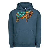 Pigment Midnight Navy brahman bull gemstone turquoise and sunflower Urban Hoodie - RanaPortraitStore