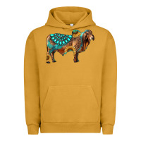 Pigment Peanut Butter brahman bull gemstone turquoise and sunflower Urban Hoodie - RanaPortraitStore