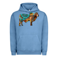 Pigment Pebble Blue brahman bull gemstone turquoise and sunflower Urban Hoodie - RanaPortraitStore