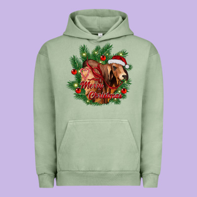 Merry Christmas Brahman Bull Urban Hoodie Designed By Ranaportraitstore