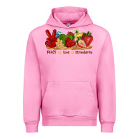 Fuchsia Pink peace love strawberry with summer Urban Hoodie - texasbilliewilder