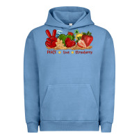 Pigment Pebble Blue peace love strawberry with summer Urban Hoodie - texasbilliewilder