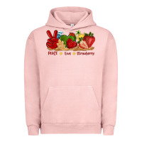 Pigment Salmon peace love strawberry with summer Urban Hoodie - texasbilliewilder