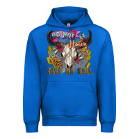 Cobalt do not harm take no bull cow skull Urban Hoodie - Zillion Design Studio