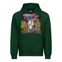 Forest Green do not harm take no bull cow skull Urban Hoodie - Zillion Design Studio