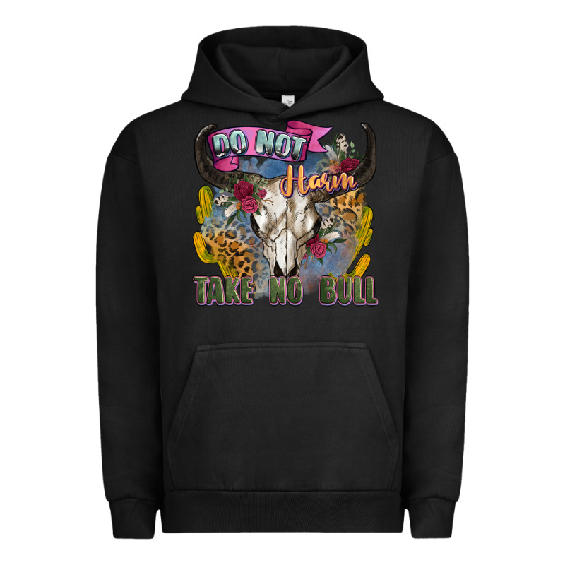 Do Not Harm Take No Bull Cow Skull Urban Hoodie by Zillion Design Studio | Teevron