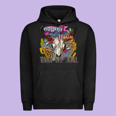 Do Not Harm Take No Bull Cow Skull Urban Hoodie Designed By Zillion Design Studio