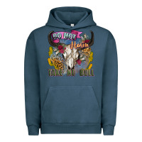Pigment Midnight Navy do not harm take no bull cow skull Urban Hoodie - Zillion Design Studio