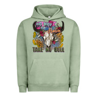 Pigment Oil Green do not harm take no bull cow skull Urban Hoodie - Zillion Design Studio