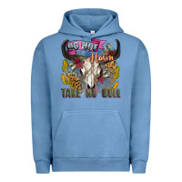 Pigment Pebble Blue do not harm take no bull cow skull Urban Hoodie - Zillion Design Studio