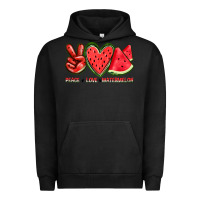 Pigment Black peace love watermelon Urban Hoodie - texasbilliewilder
