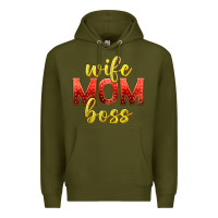Army Green wife mom boss Premium Hoodie - texasbilliewilder