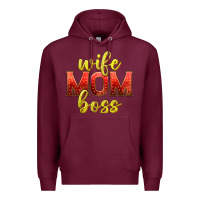 Burgundy wife mom boss Premium Hoodie - texasbilliewilder