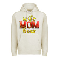 Oatmeal Heather wife mom boss Premium Hoodie - texasbilliewilder