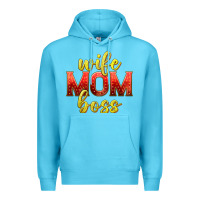 Ocean Blue wife mom boss Premium Hoodie - texasbilliewilder