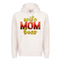 Pale Pink wife mom boss Premium Hoodie - texasbilliewilder