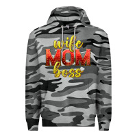 Slate Camo wife mom boss Premium Hoodie - texasbilliewilder