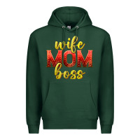 Sports Green wife mom boss Premium Hoodie - texasbilliewilder