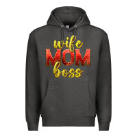 Charcoal Heather wife mom boss Premium Hoodie - texasbilliewilder