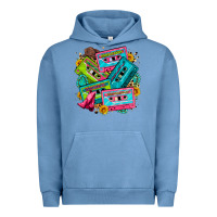 Pigment Pebble Blue 90's country cassette tapes Urban Hoodie - Zillion Design Studio