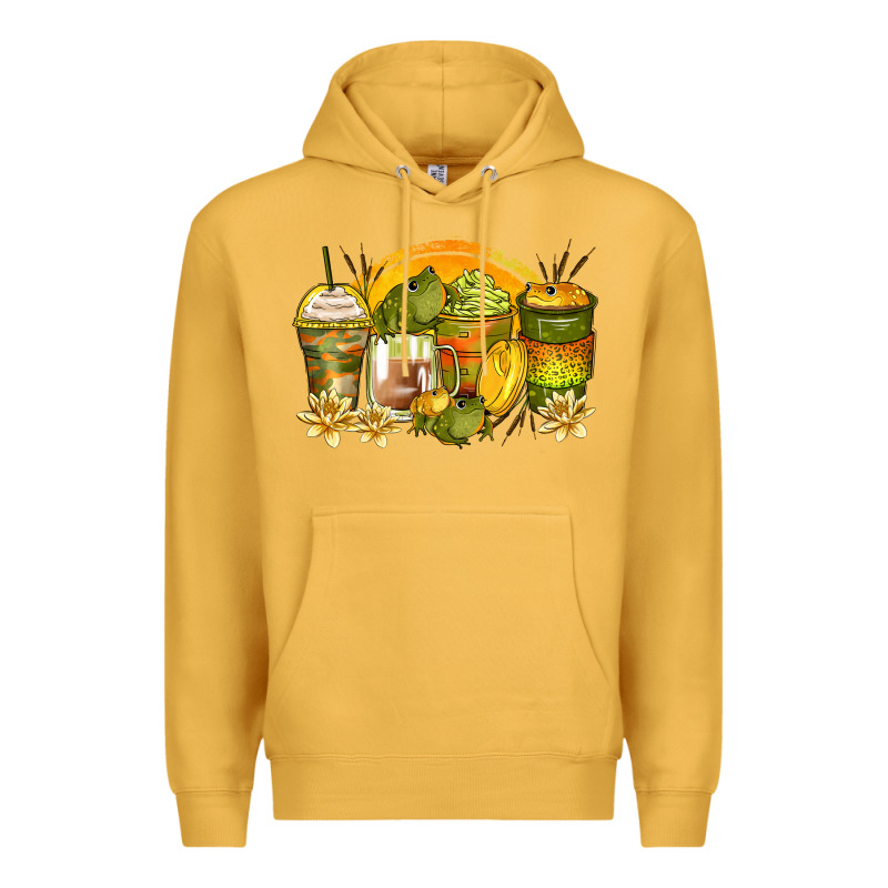 Frog Coffee Cups Premium Hoodie by Zillion Design Studio | Teevron