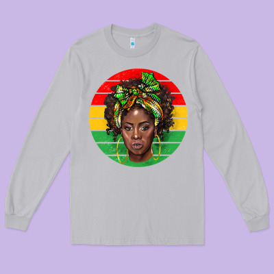 Black Women Long Sleeve Tee Designed By Barkaloodesign