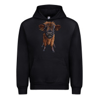 Black highland cow calf Urban Hoodie - RanaPortraitStore