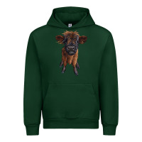 Forest Green highland cow calf Urban Hoodie - RanaPortraitStore