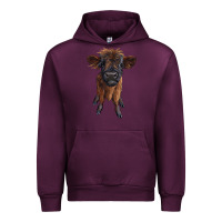 Mauve Wine highland cow calf Urban Hoodie - RanaPortraitStore