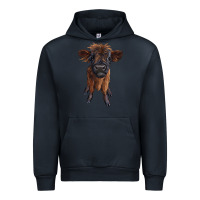 Navy highland cow calf Urban Hoodie - RanaPortraitStore