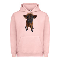 Pigment Salmon highland cow calf Urban Hoodie - RanaPortraitStore