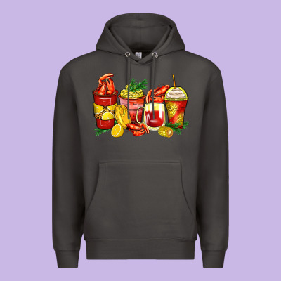 Crawfish Coffee Cups Premium Hoodie Designed By Zillion Design Studio