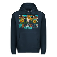 Navy wranglin mama Premium Hoodie - texasbilliewilder